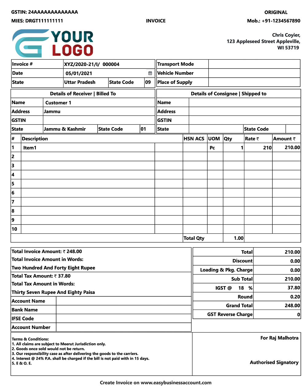 Accountancy App Invoice
